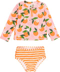 RuffleButts Baby/Toddler Girls Long Sleeve Rash Guard Set