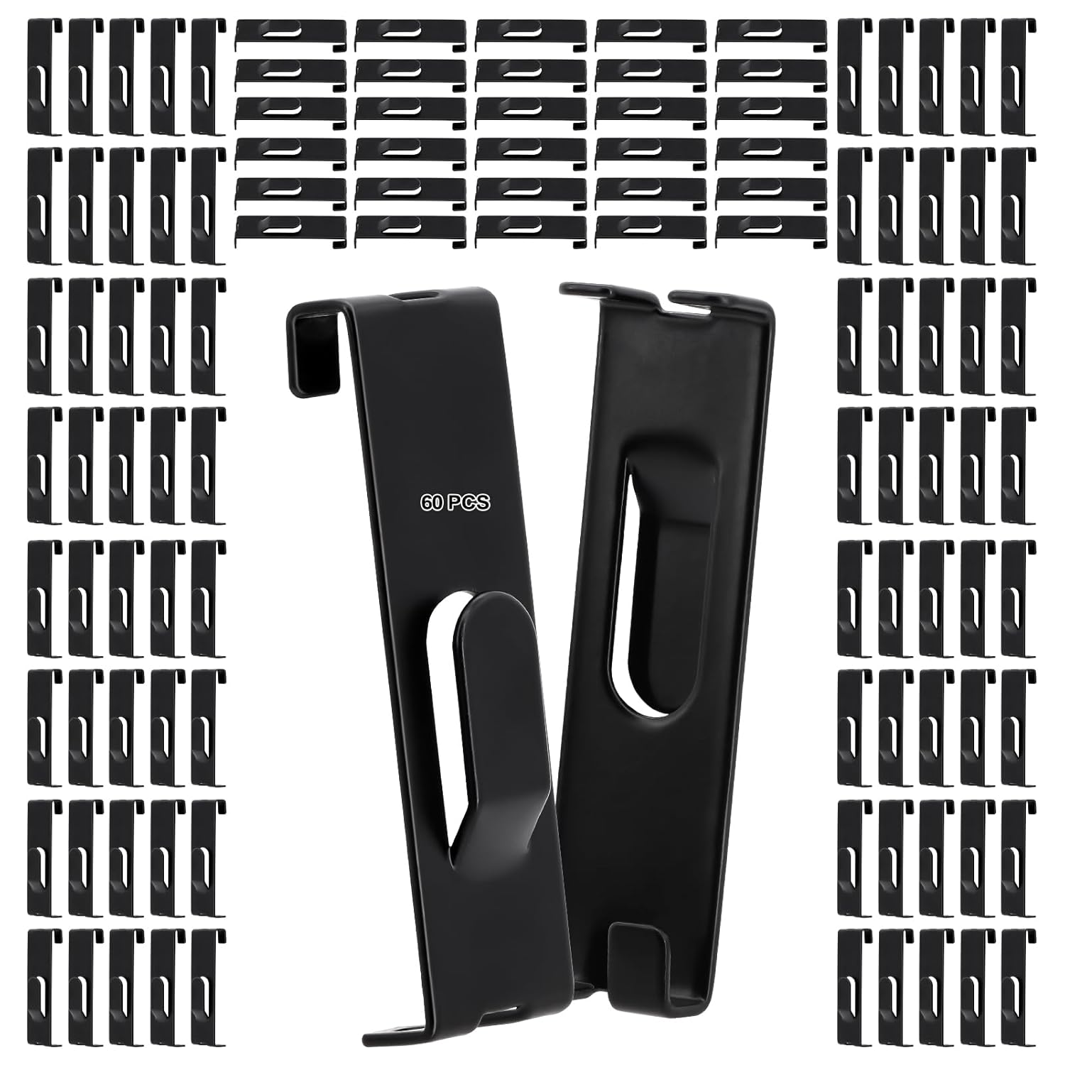 Grid Hooks for Wall Display - 60 Pcs Black Metal Hangers