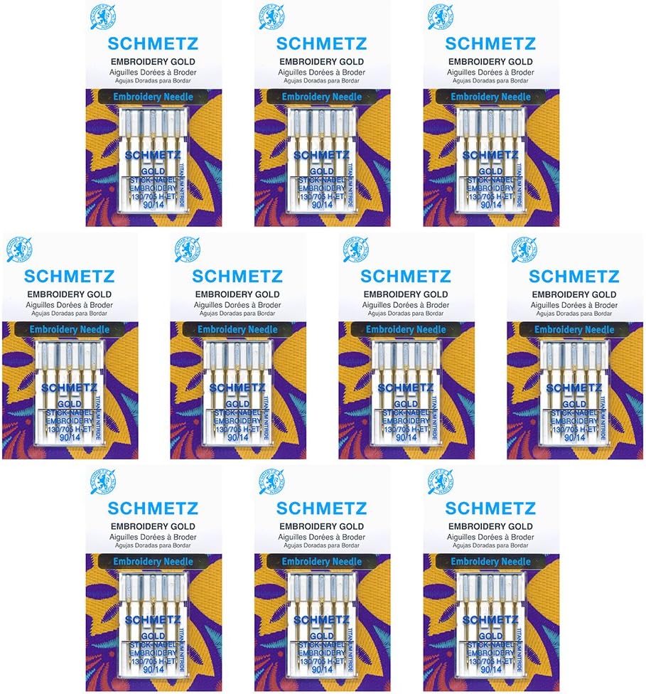 SCHMETZ Gold Embroidery Needles - Titanium Coated for Precision