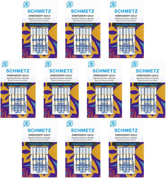 SCHMETZ Gold Embroidery Needles - Titanium Coated for Precision