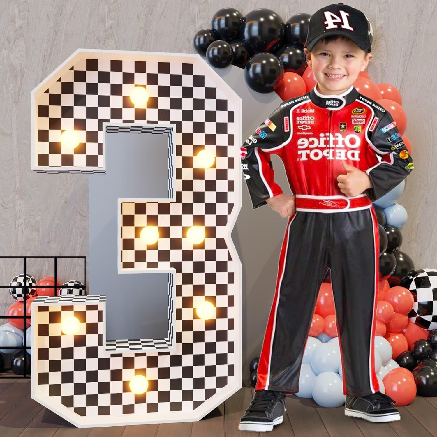Marquee Numbers Race Car Birthday Decorations for Kids' Parties