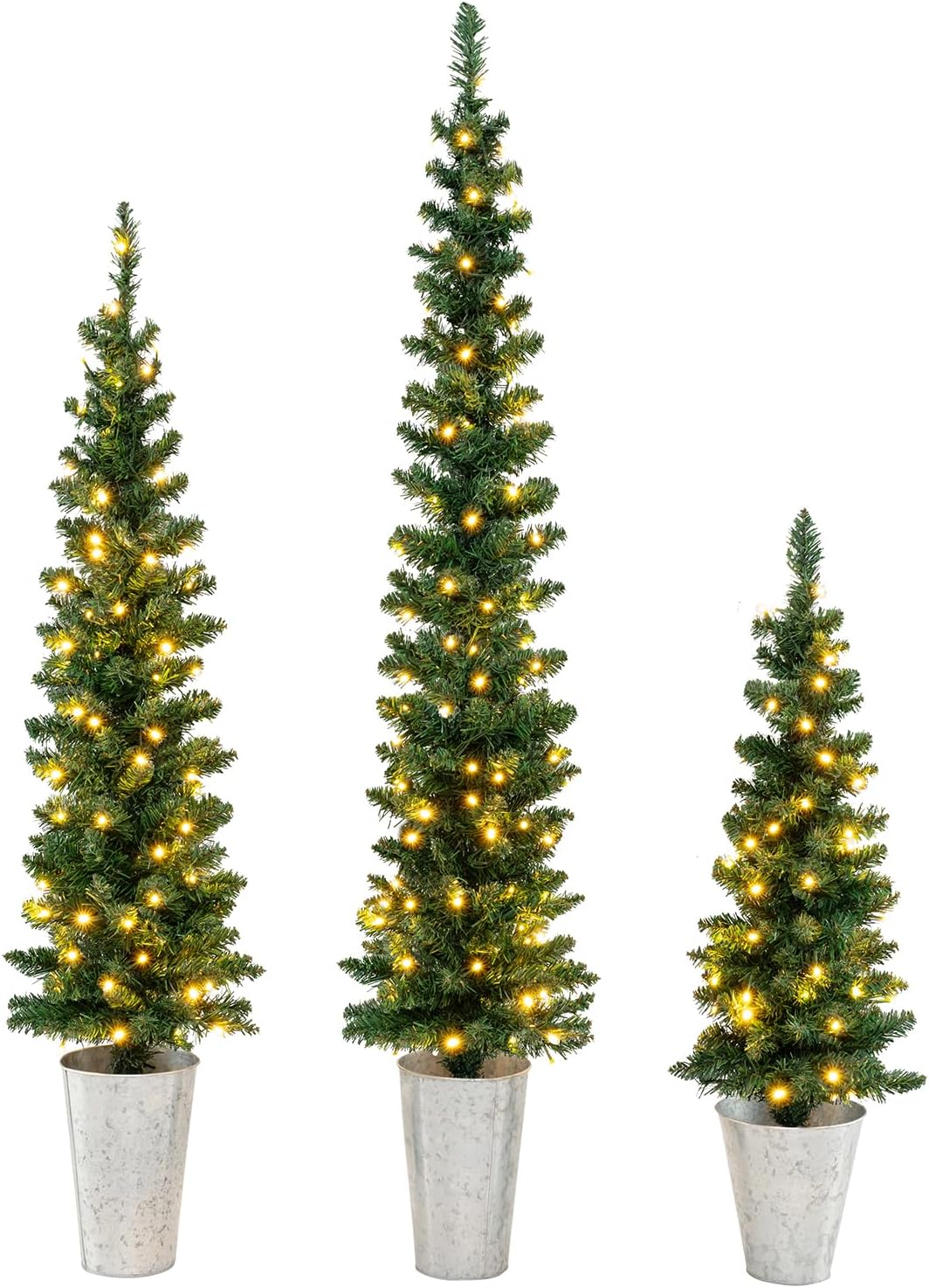 Goplus Pre-Lit Christmas Tree Set of 3 for Holiday Decor