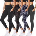 NexiEpoch 4 Pack Leggings for Women - High Waisted Black Capri Set not