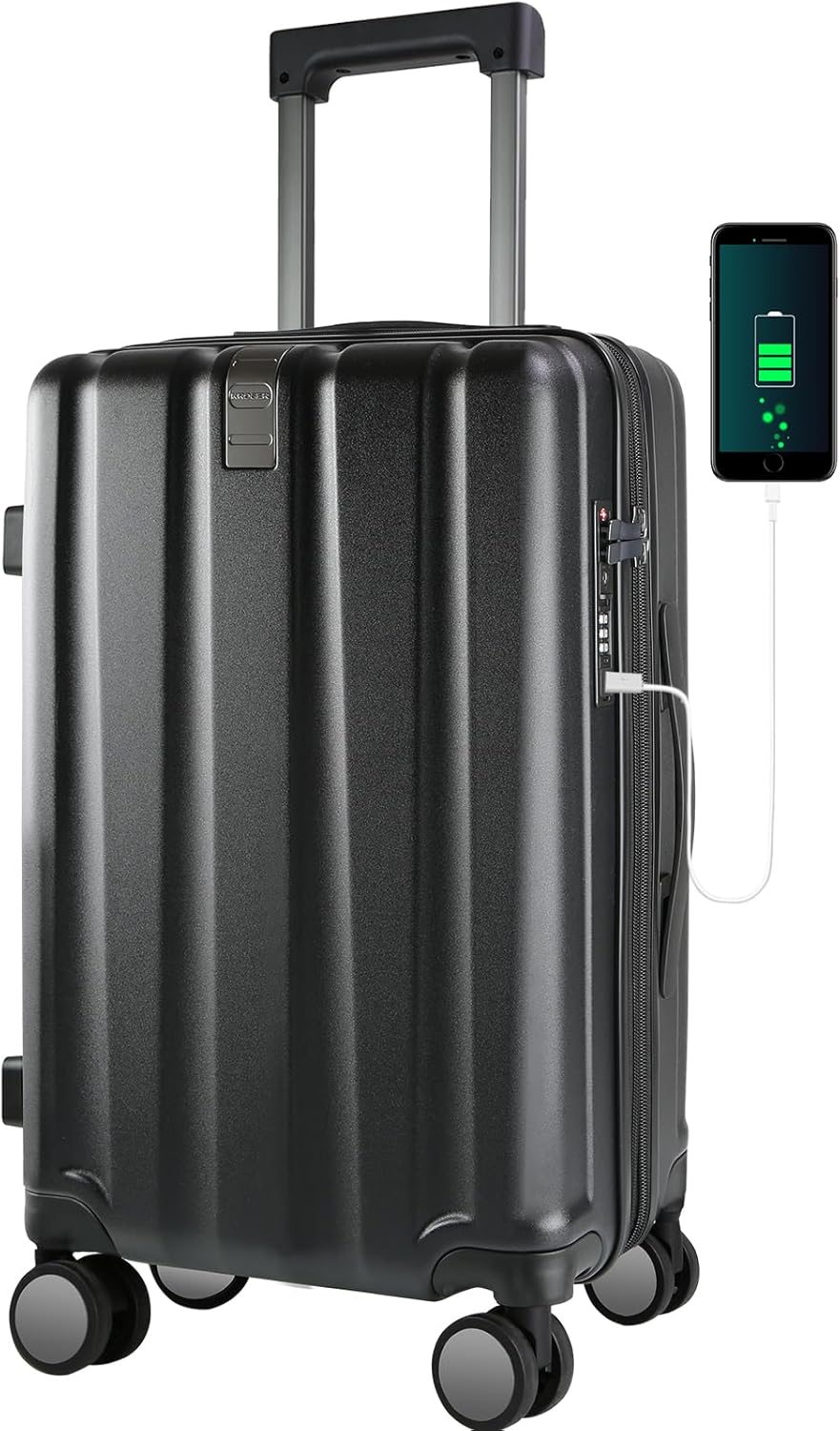 KROSER Hardside Expandable Carry On Luggage with USB Port
