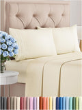 Queen Size 4 Piece Off White Sheet Set - Cooling Brushed Microfiber