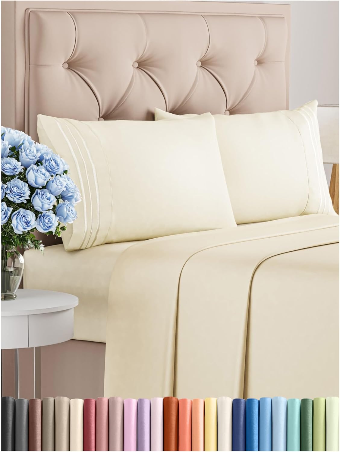 Queen Size 4 Piece Sheet Set - Soft, Breathable, and Cooling