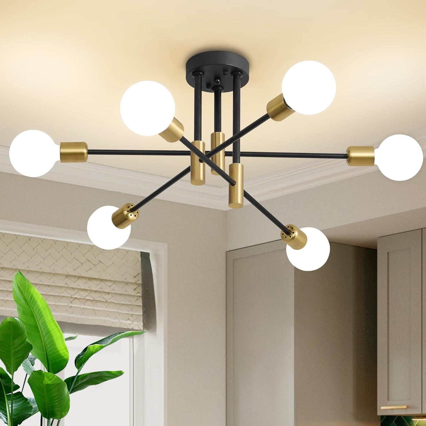 Modern Sputnik Chandelier Ceiling Light Fixture for Dining Room