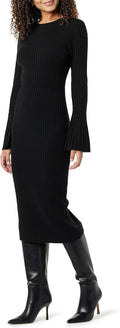Women's Fernanda Bell Sleeve Ribbed Sweater Dress - Flattering Fit