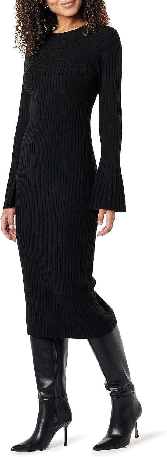 Fernanda Bell Sleeve Ribbed Sweater Dress for Stylish Comfort