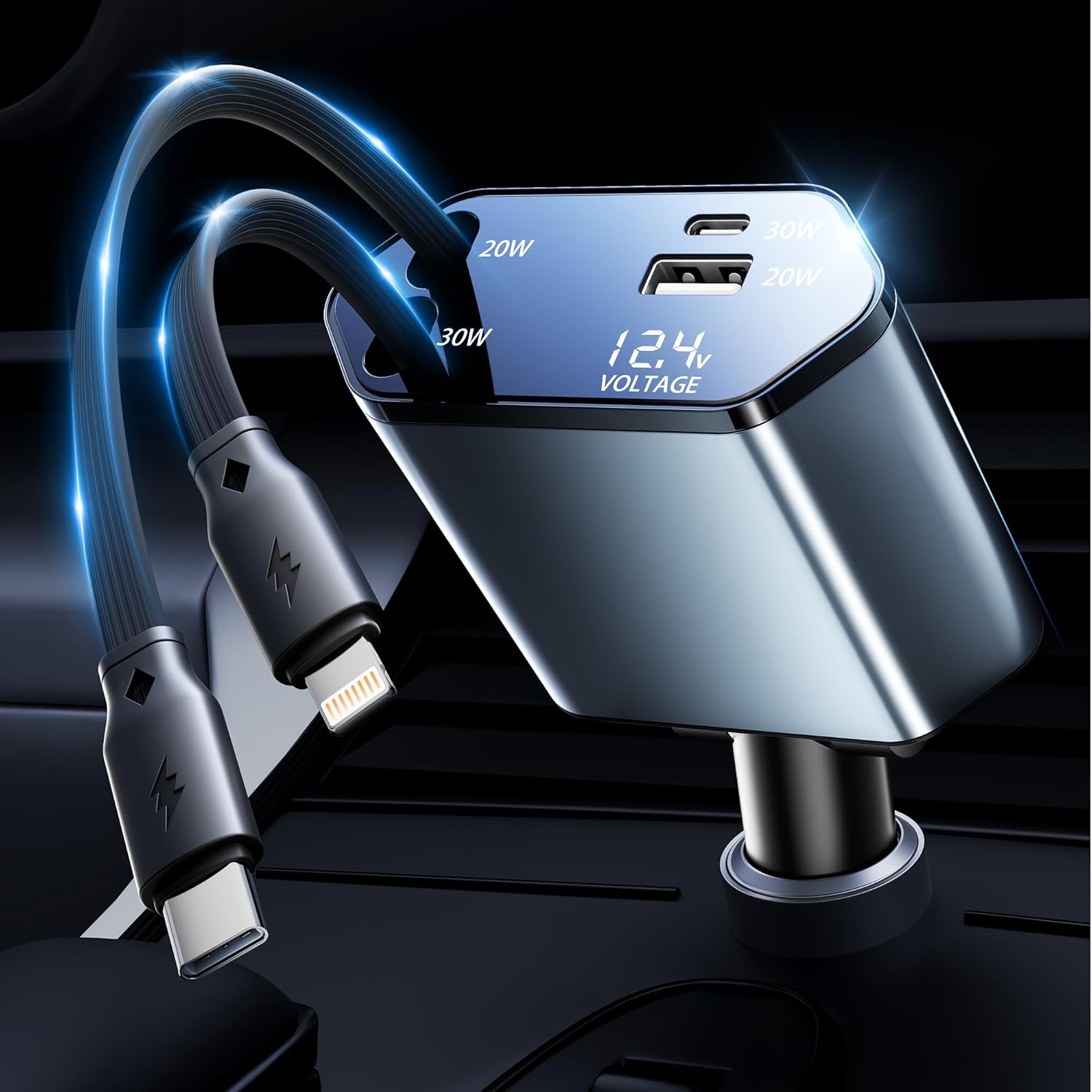 Fast 100W Retractable Car Charger by GUSGU
