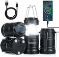 Solar Camping Lantern 4-Pack - Rechargeable LED Lights with Power Bank
