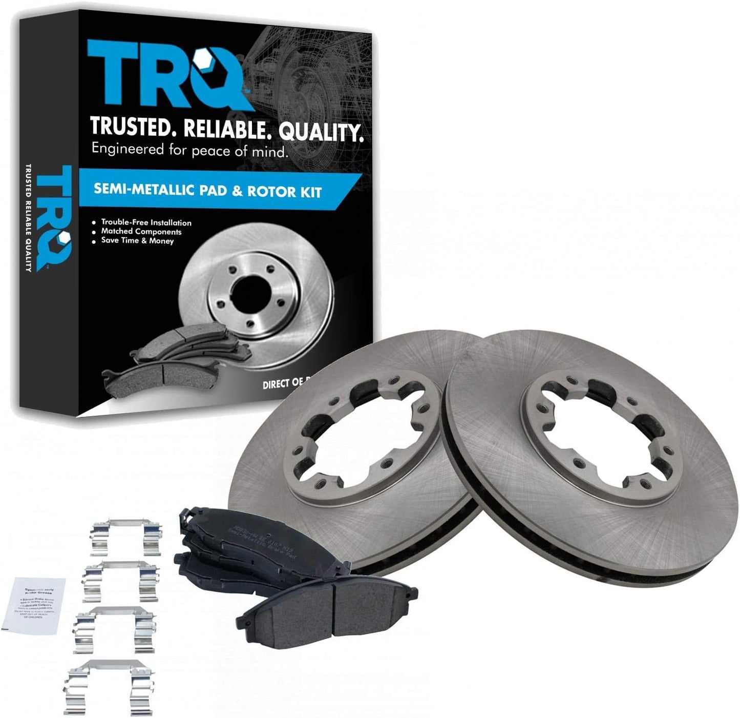 TRQ Front Brake Pad & Rotor Kit for Nissan Frontier & Xterra