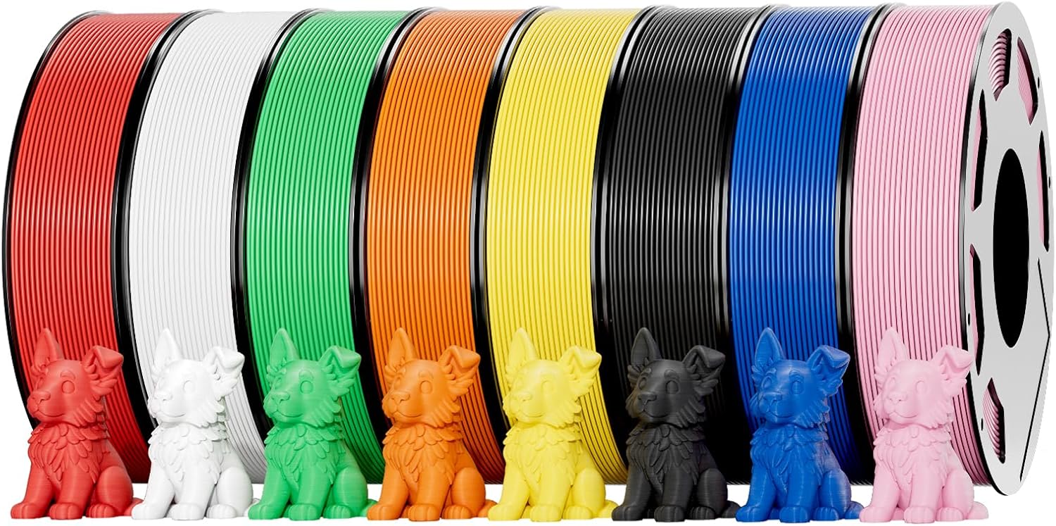 8-Color PLA Filament Bundle Set for 3D Printers - Vibrant Colors