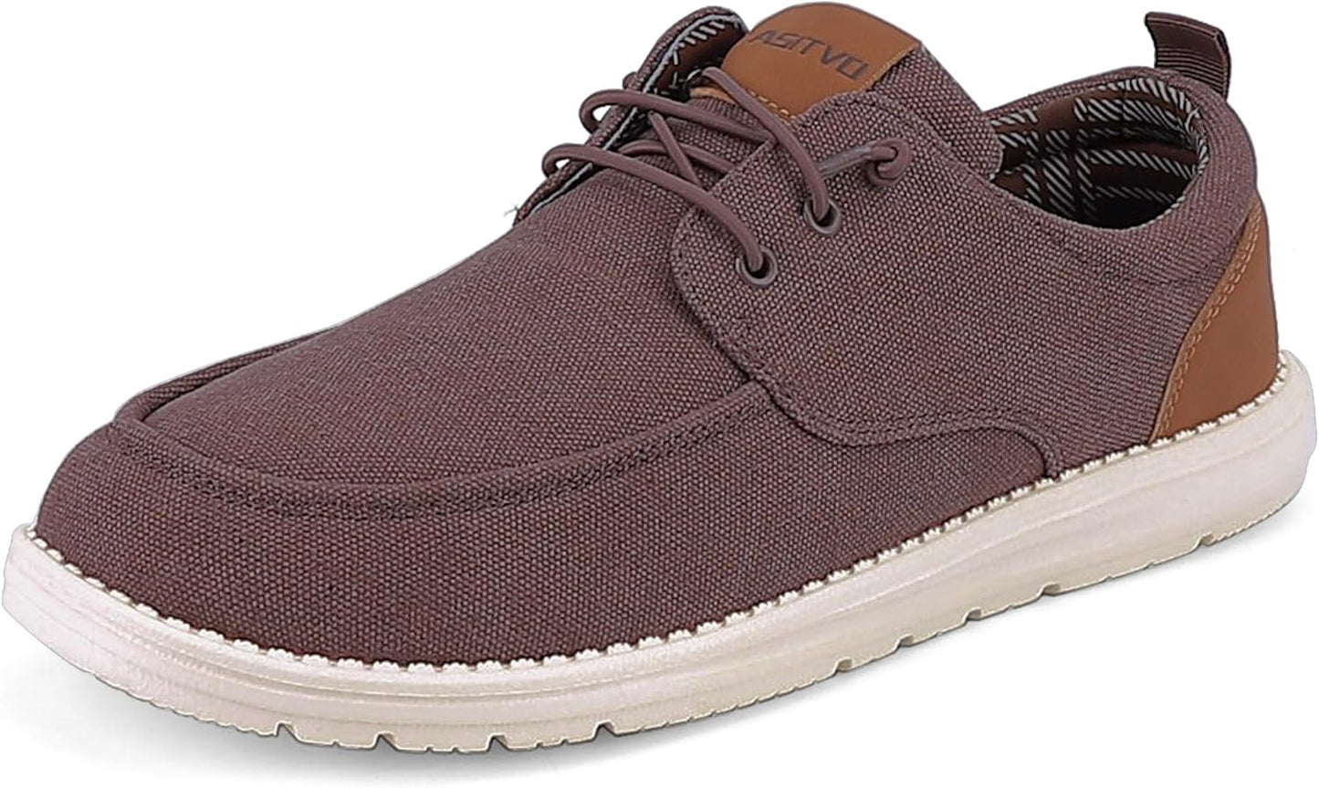 ASITVO Mens Wide Canvas Loafers Slip on Big Size Walking Shoes
