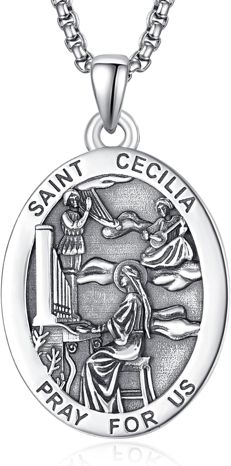 925 Sterling Silver Patron Saint Medals Amulet Necklace for Men