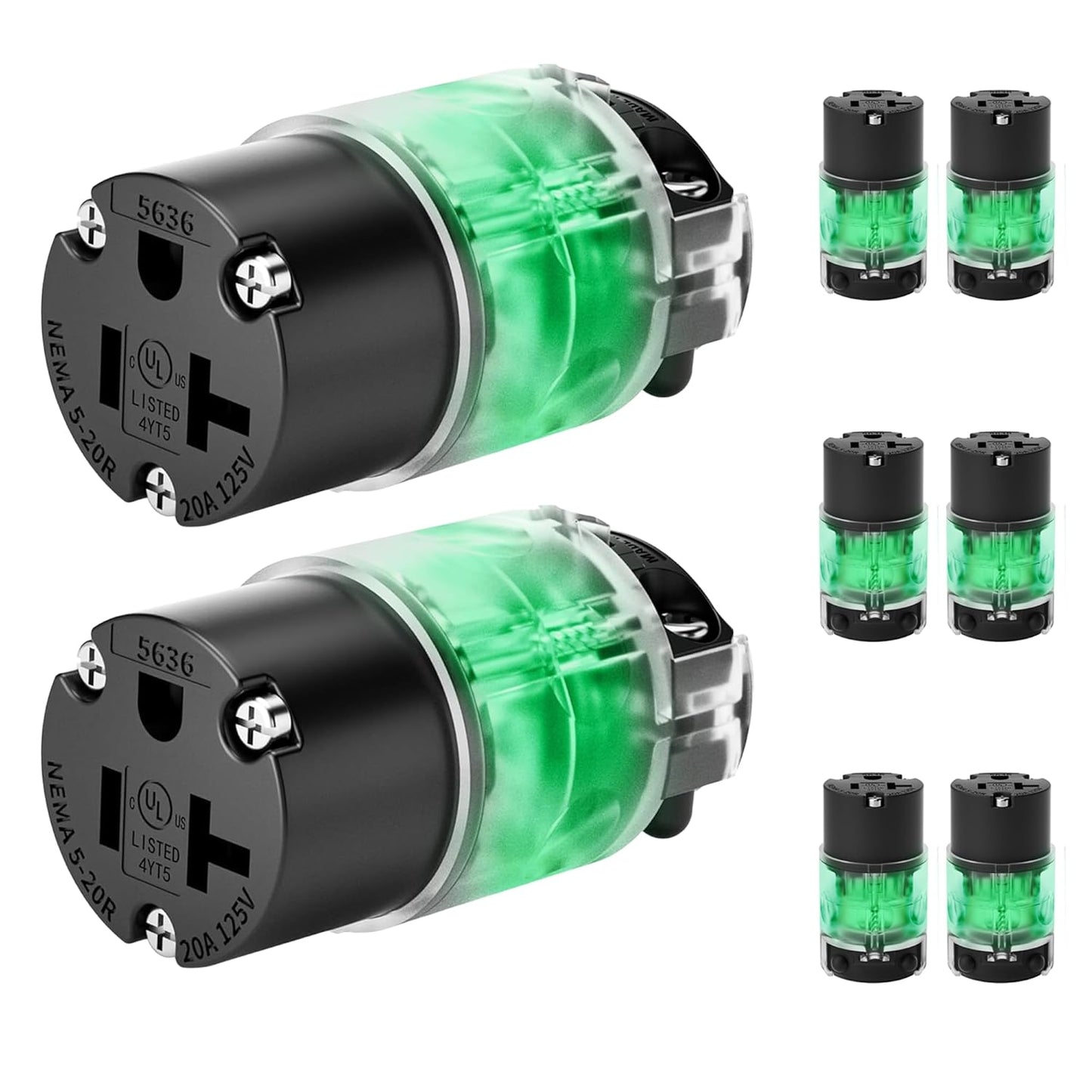20 Amp Female Extension Cord Ends with Lighted Connectors