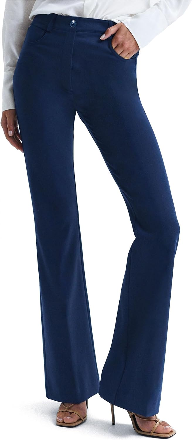 Houmous Bootcut Dress Pants for Women with Pockets and Stretch