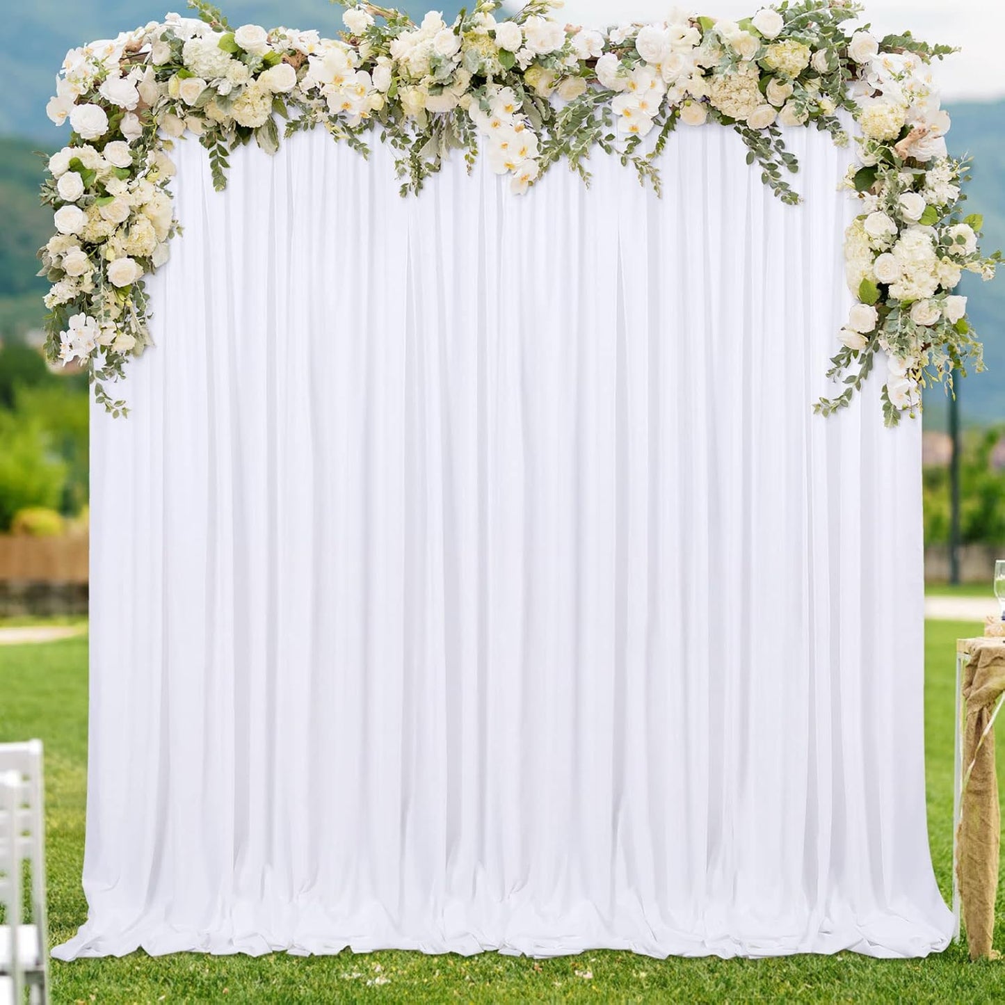 LuoluoHouse White Polyester Wedding Backdrop Set