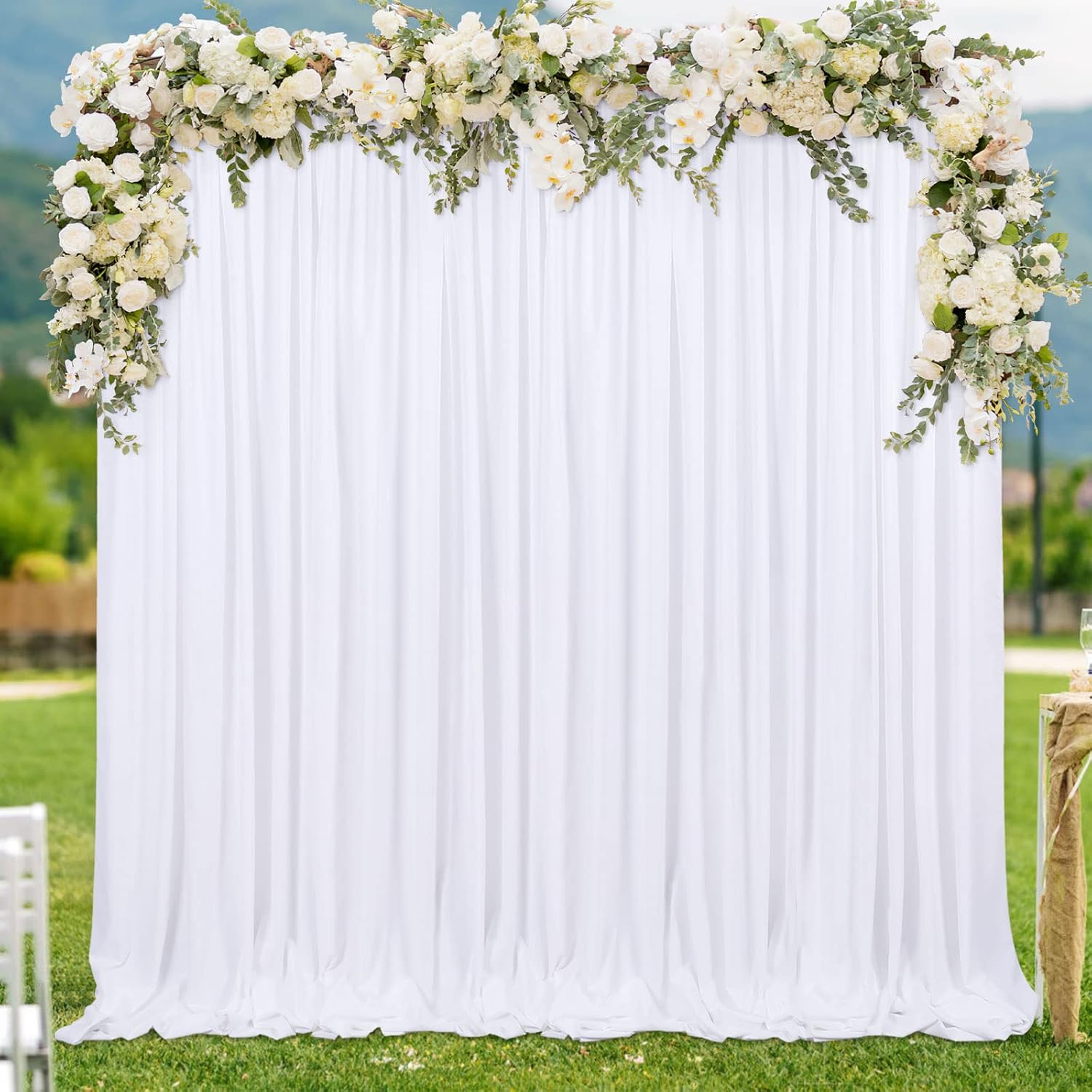 LuoluoHouse White Polyester Wedding Backdrop Set