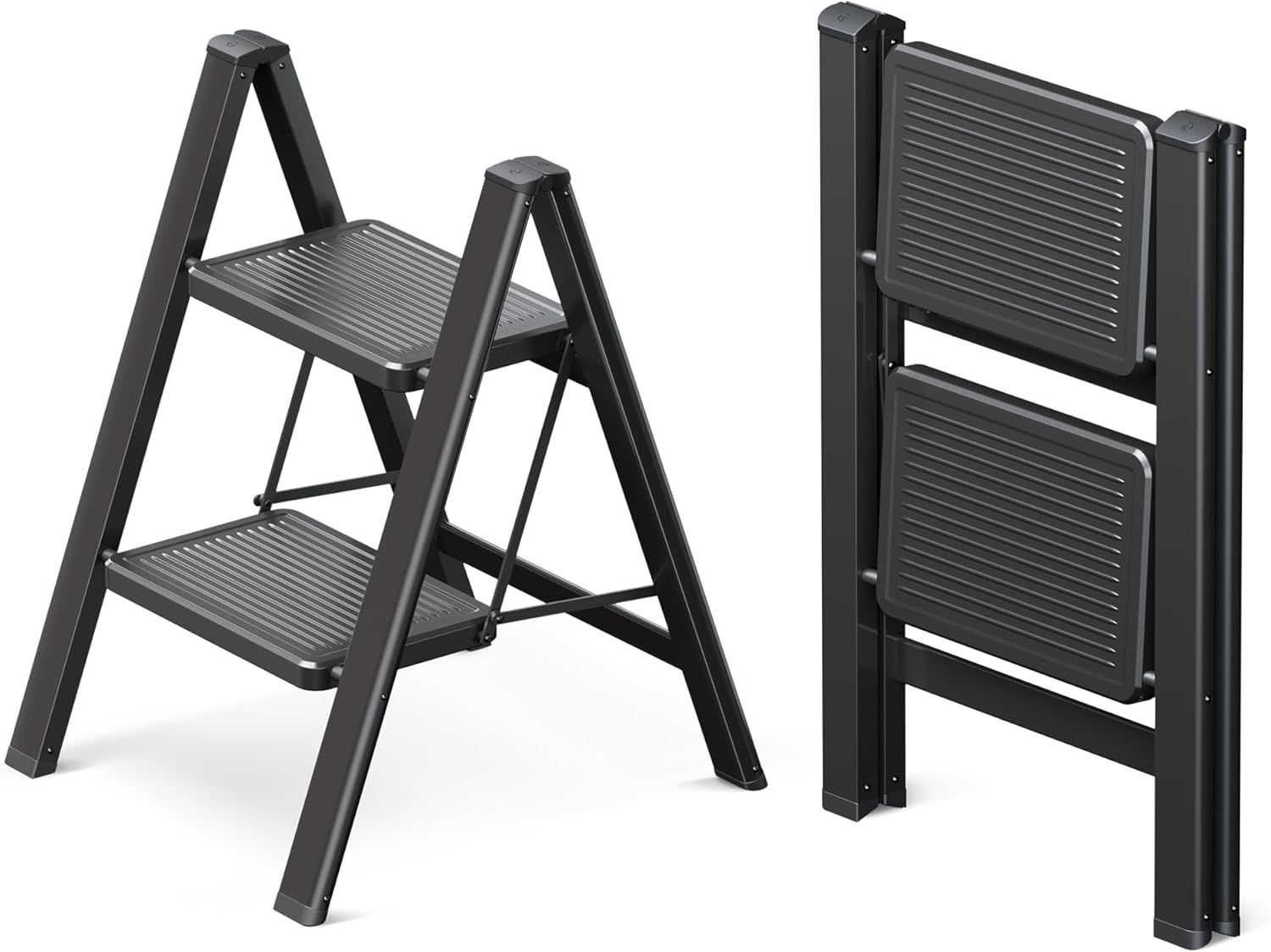 GameGem 2 Step Ladder Folding Step Stool for Home Use