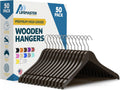 Wooden Hanger Set - 50 Piece Non-Slip Closet Space-Saving Set