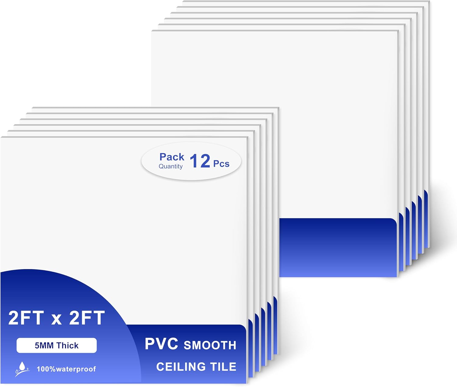 Smooth Drop Ceiling Tiles 2ft x 2ft - Waterproof and Fire-Rated