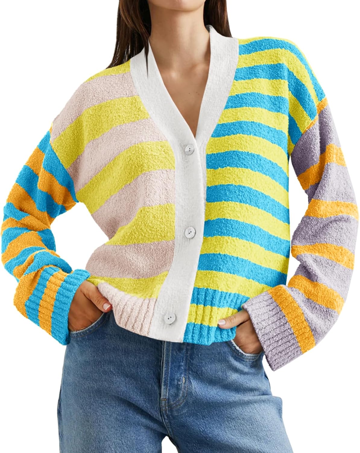 Trendy Striped Cardigan Sweaters for Women - Cozy and Chic
