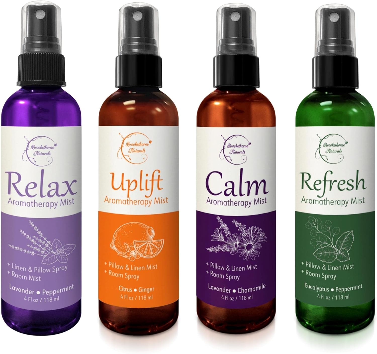 Aromatherapy Mist Set of 4 Natural Air Fresheners for Home