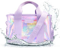 Iridescent Small Beach Tote with Crossbody Strap - Waterproof