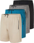 Men's Mesh 4 Pack Zipper Athletic Shorts - Quick Dry Performance