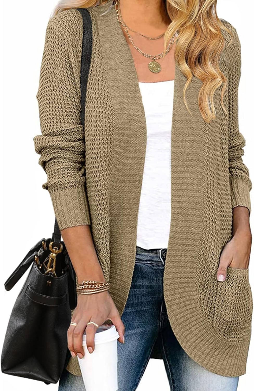 ZESICA Women's Long Sleeve Open Front Cardigan Sweater Outerwear