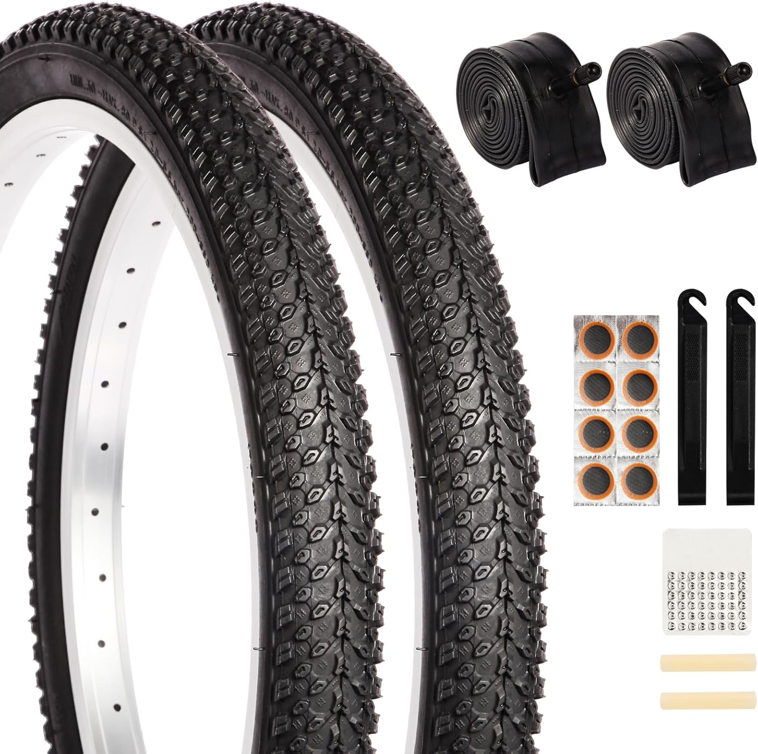 20 Inch Mountain Bike Tire Set with Puncture-Resistant Tubes