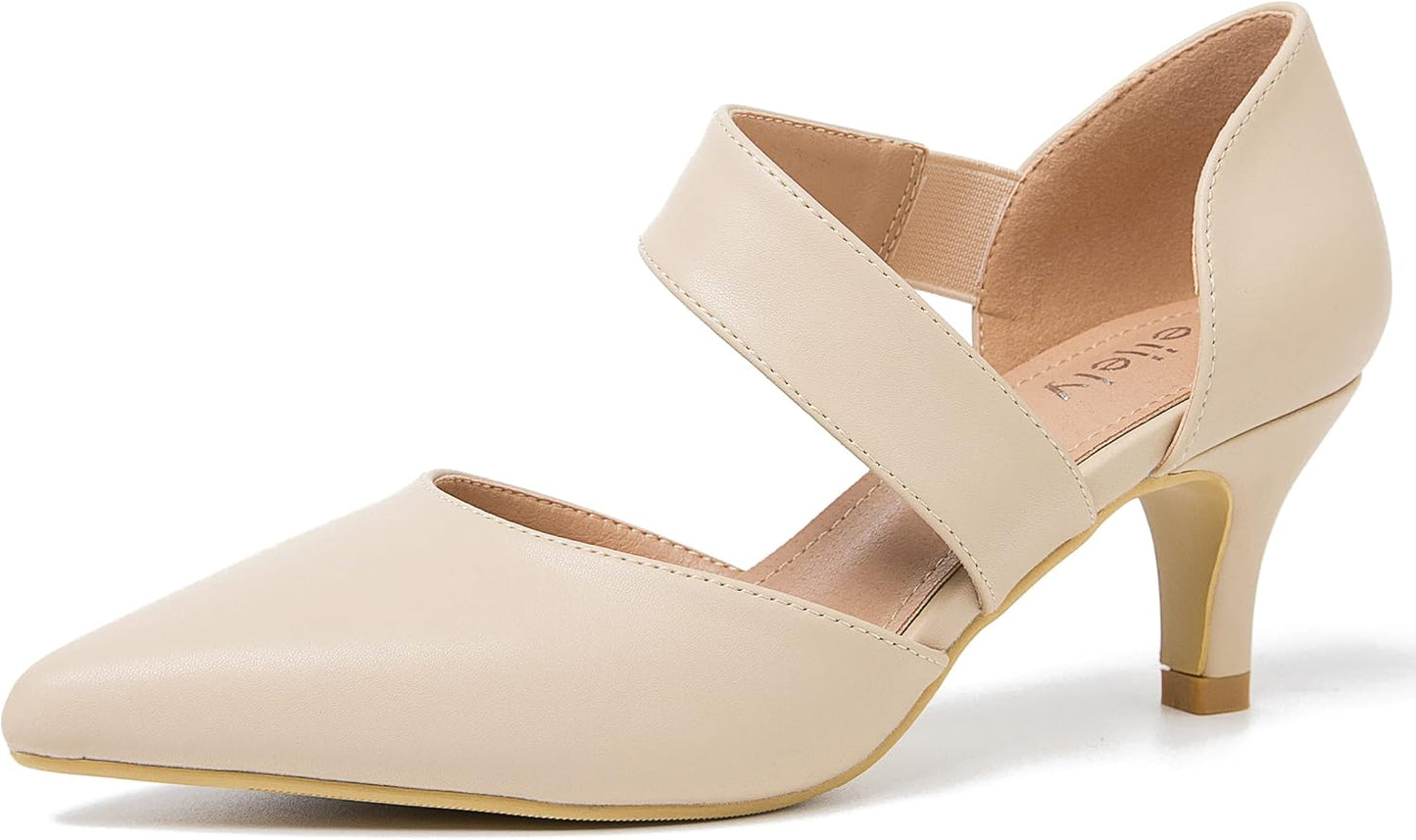 Women's Closed Pointed Toe Heels D'Orsay Kitten Heel Pumps