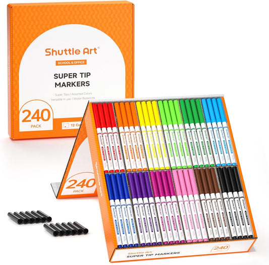 240 Pack Washable Super Tips Markers for Home and Classroom