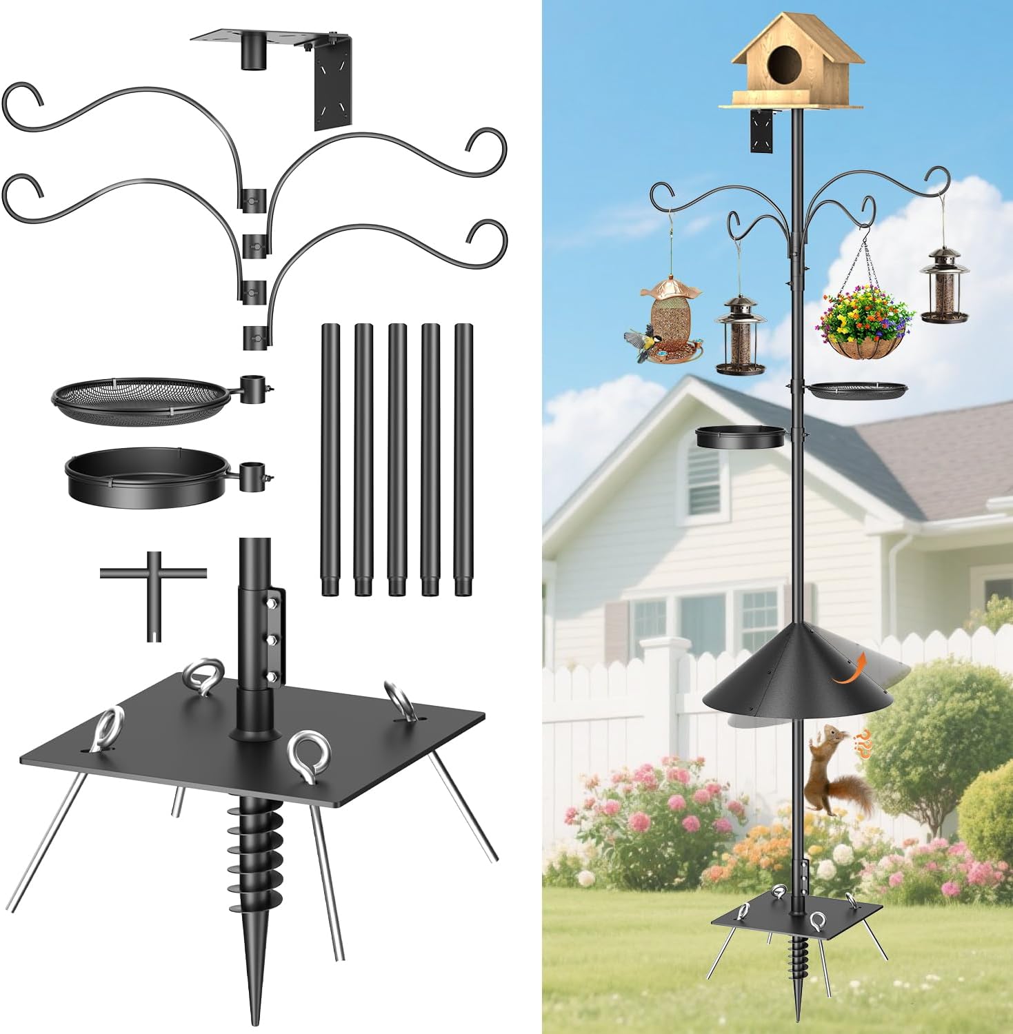 2025 Upgraded Heavy Duty Bird Feeder Pole for Outdoor Use