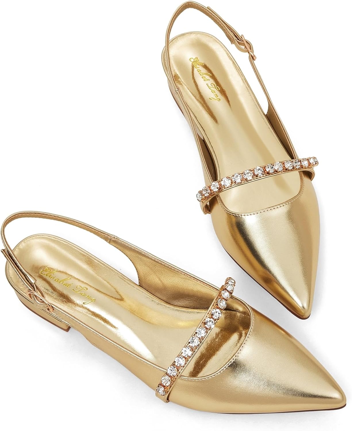 Elisabet Tang Women Slingback Flats with Rhinestone Elegance