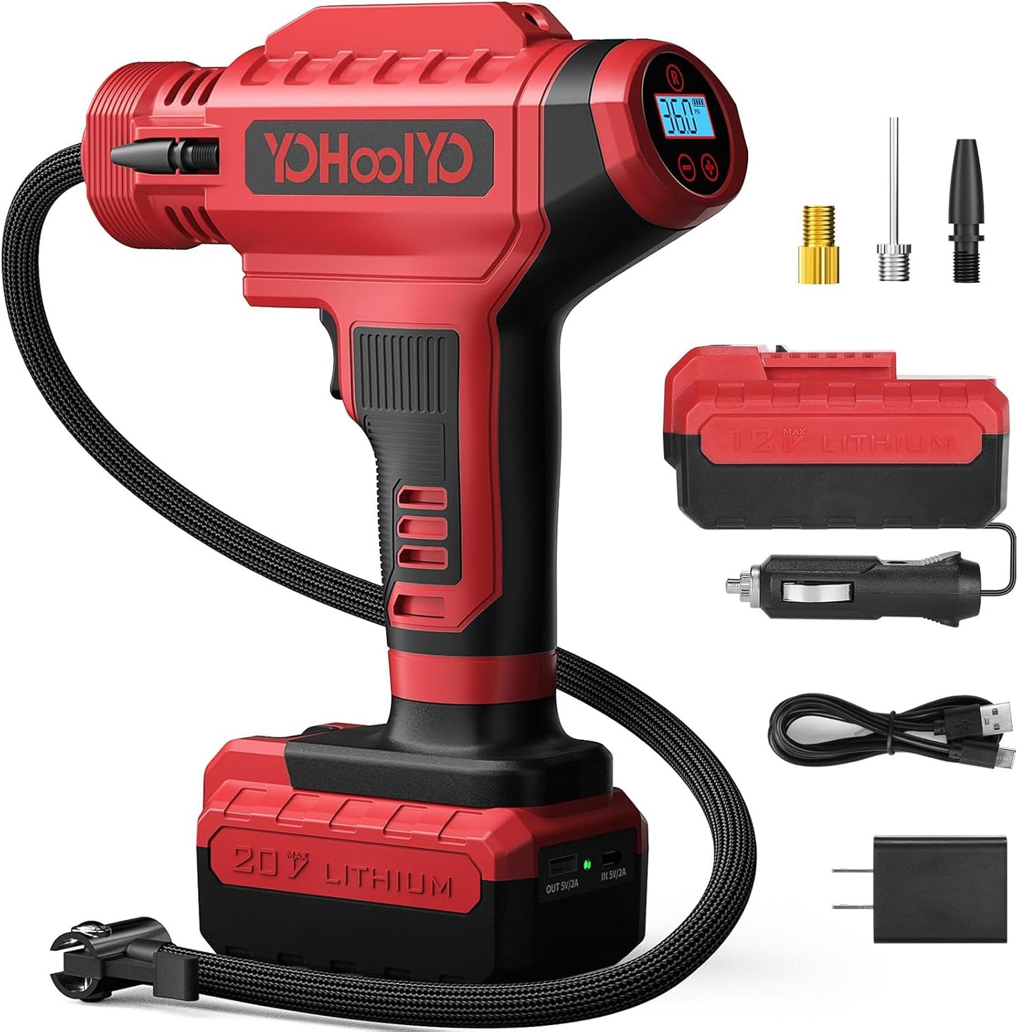 YOHOOLYO 20V Cordless Tire Pump - Easy Inflation