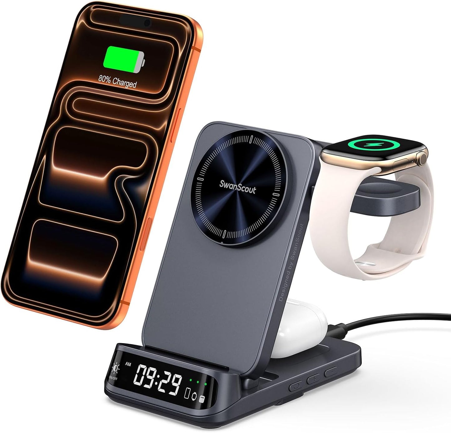 Wireless Charger Stand 3 in 1 for iPhone, Apple Watch, AirPods