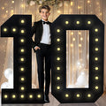 4FT Marquee Light Up Numbers Black 4 ft Number 10 - Party Backdrop