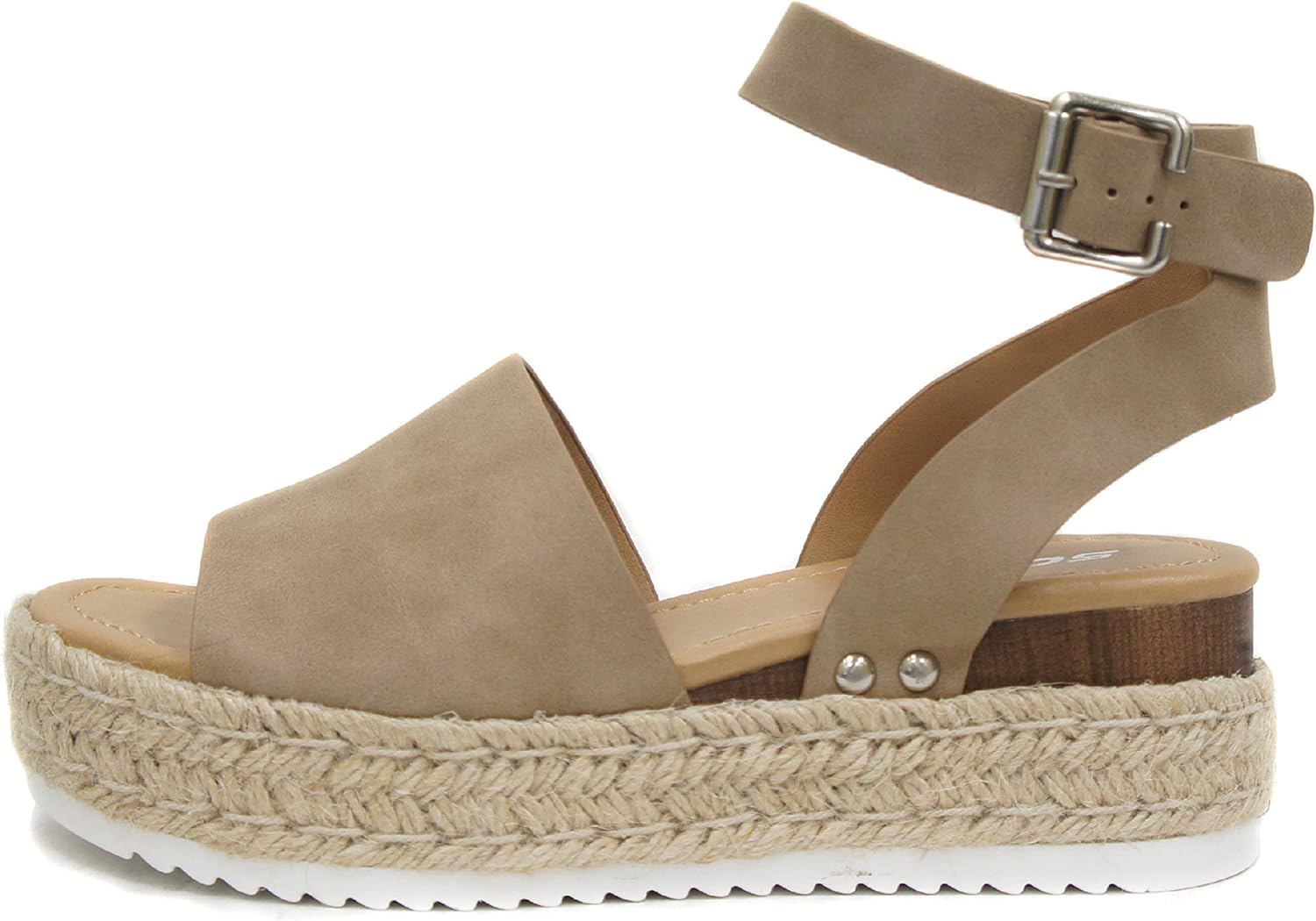 Soda Open Toe Buckle Ankle Strap Espadrilles Wedge Sandals