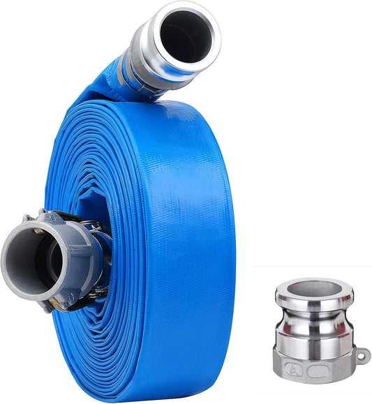 1-1/2in x 50ft PVC Lay Flat Discharge Hose for Pumping Needs