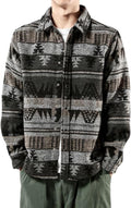 FindThy Mens Brushed Flannel Aztec Button Up Shacket - Warm Layer