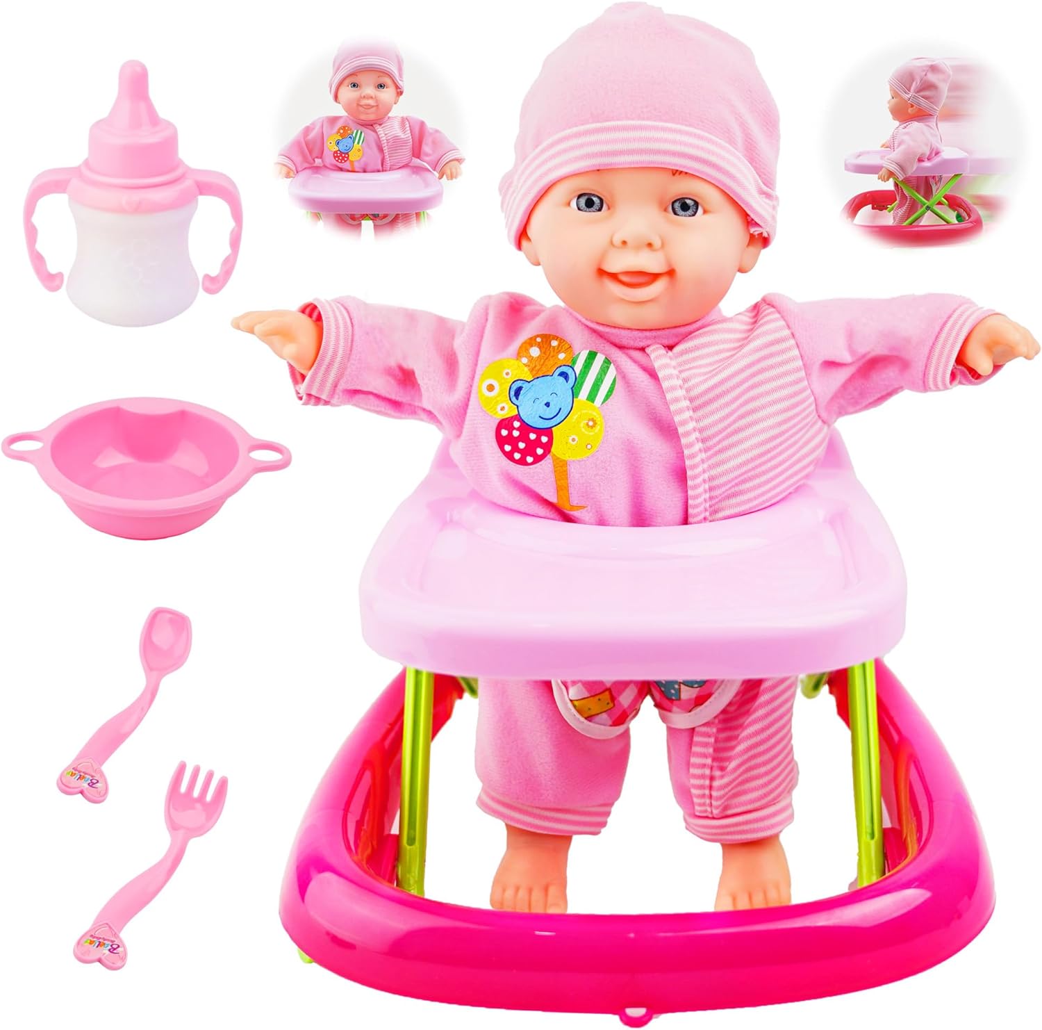 Soft Body Doll & Walker Set for Toddlers 2+