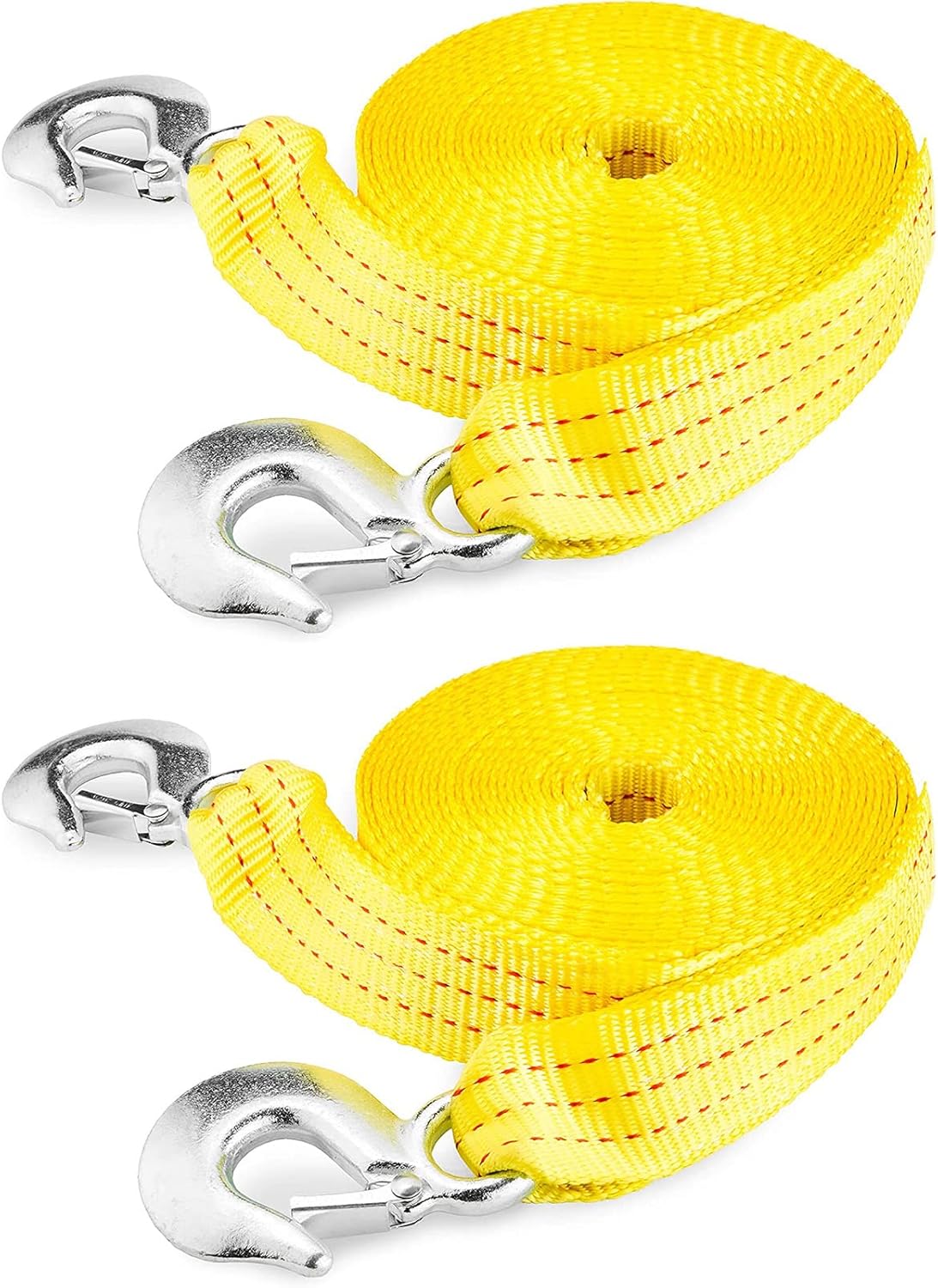 NEIKO Heavy Duty Tow Strap with Hooks 2 Pack for Vehicles