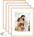 11x14 Picture Frame Solid Oak Wood Frame for Wall Display - Set of 4