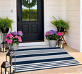 Blue and White Outdoor Rug 3 ft x 5 ft - Hand-Woven Cotton Washable