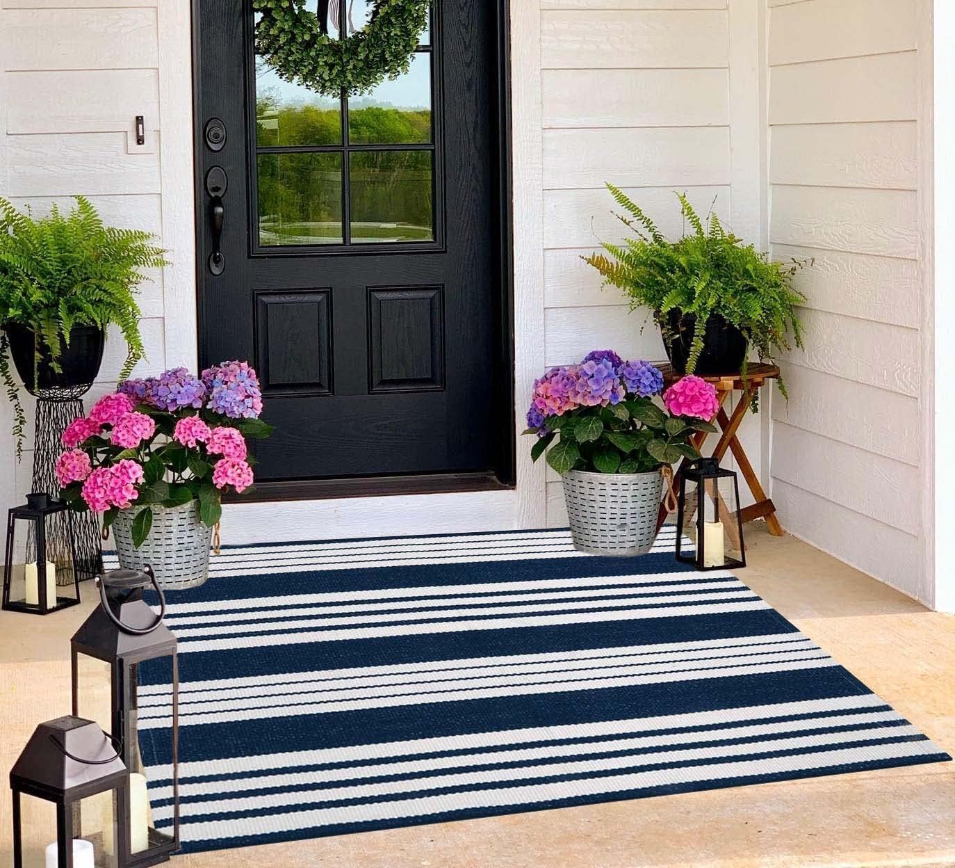 BUAGETUP Blue and White Outdoor Rug for Stylish Home Decor