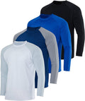 Mens Long Sleeve Rash Guard Shirt 4 Pack - UPF 50+ Sun Protection BJJ