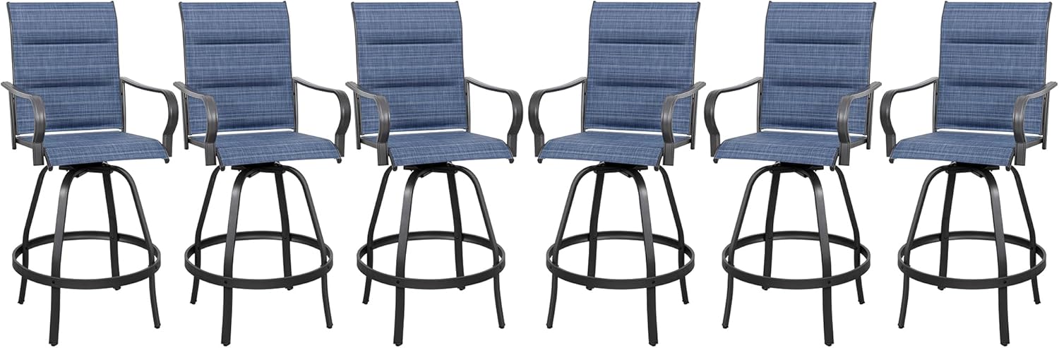 Vongrasig 6 Piece Outdoor Patio Swivel Bar Chairs Set for Comfort