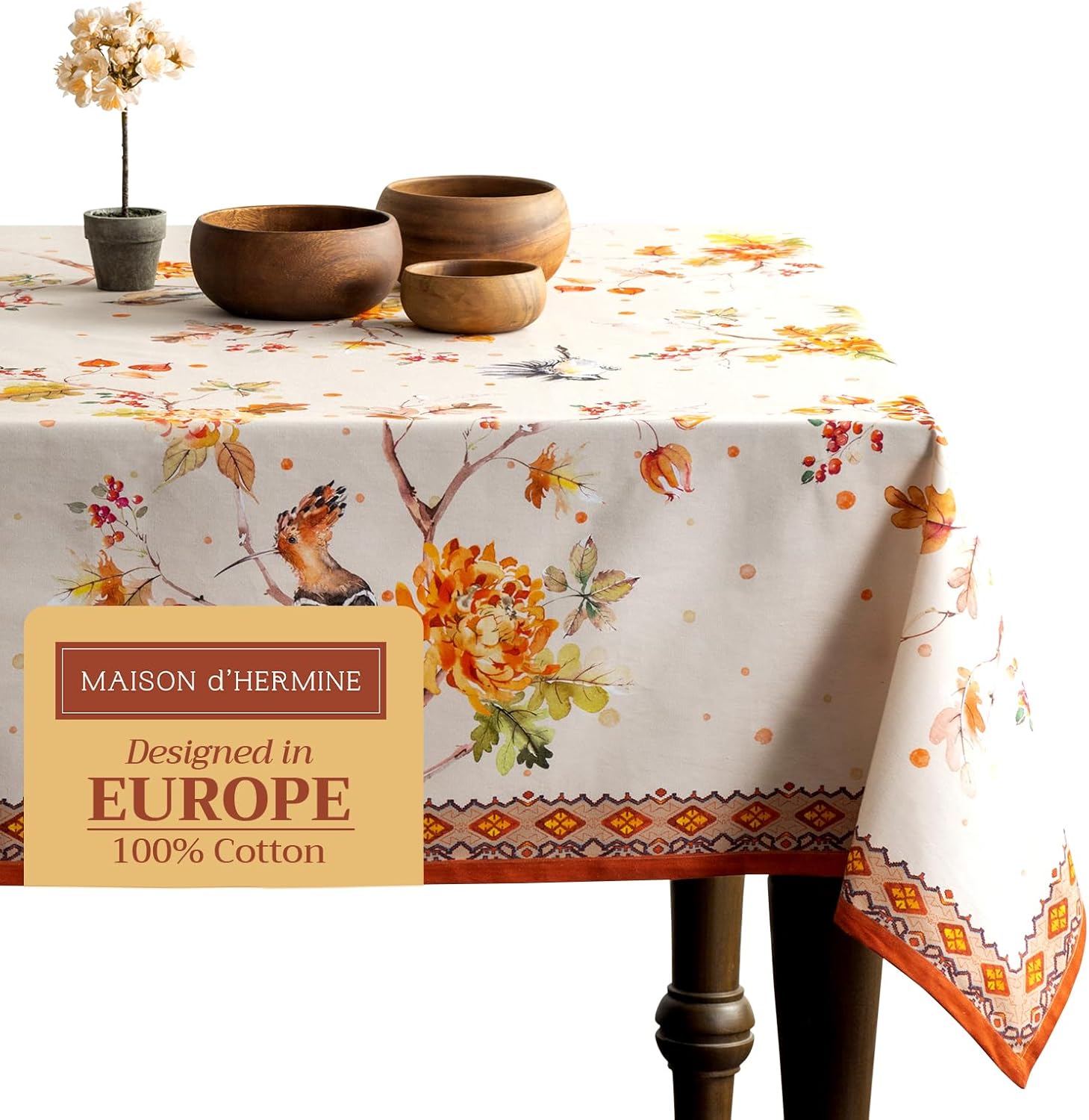 Elegant 100% Cotton Tablecloth for Dining and Festive Occasions